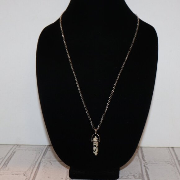 Beautiful silver and dalmatian jasper necklace natural stone 29-33" - Picture 1 of 5